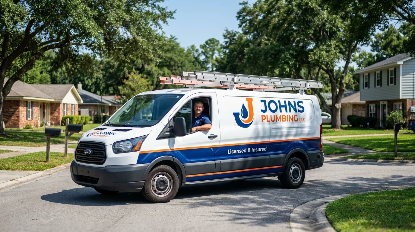 Johns Plumbing LLC service van in West Point, NE