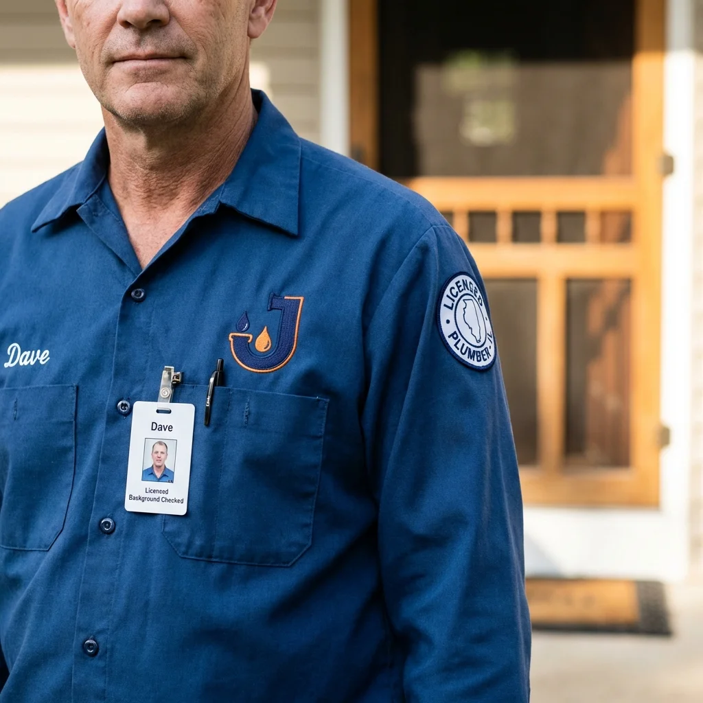 Licensed plumber showing ID badge in West Point, NE